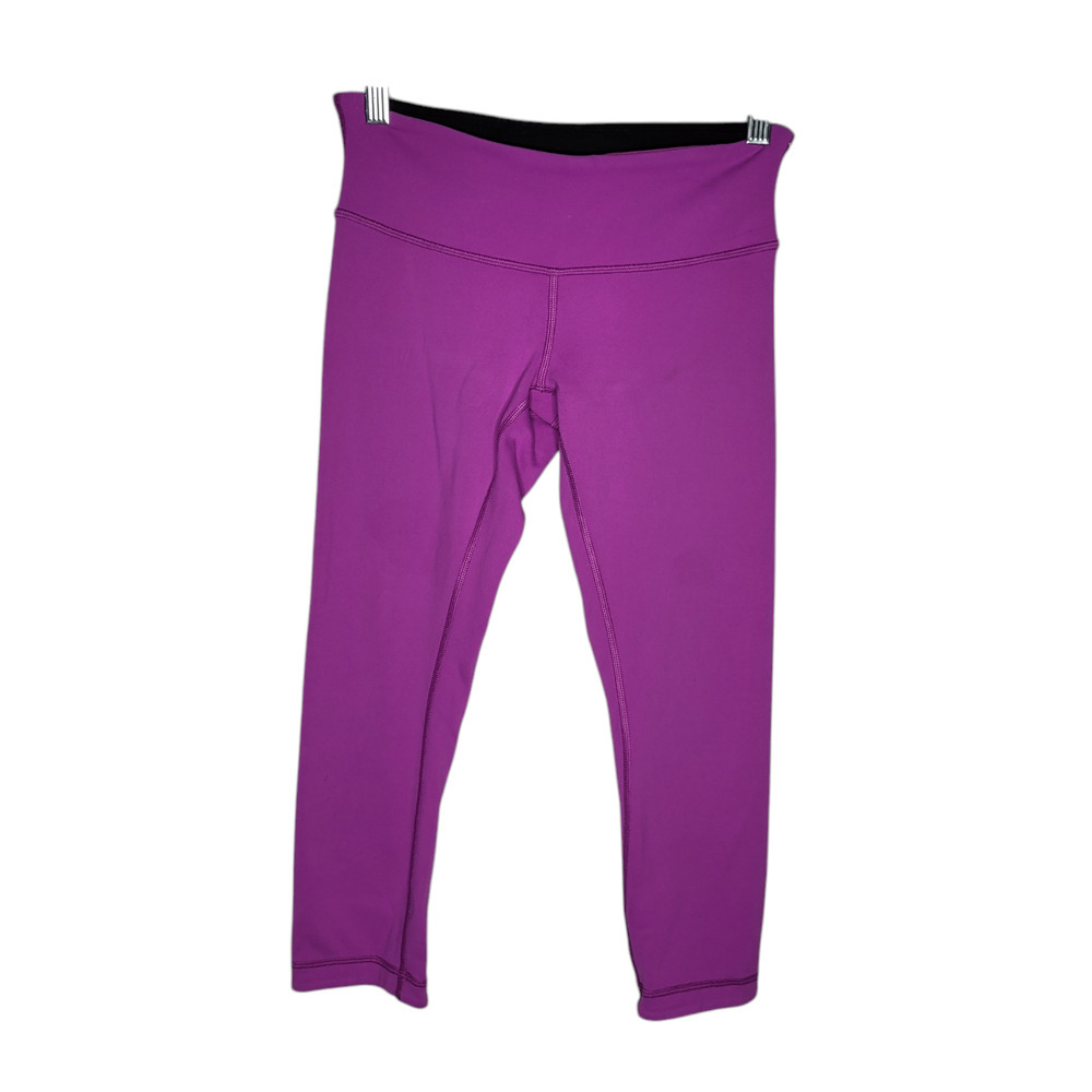 Lululemon Wunder Under Crop leggings mid Rise Luxtreme sz 6 purple black pink